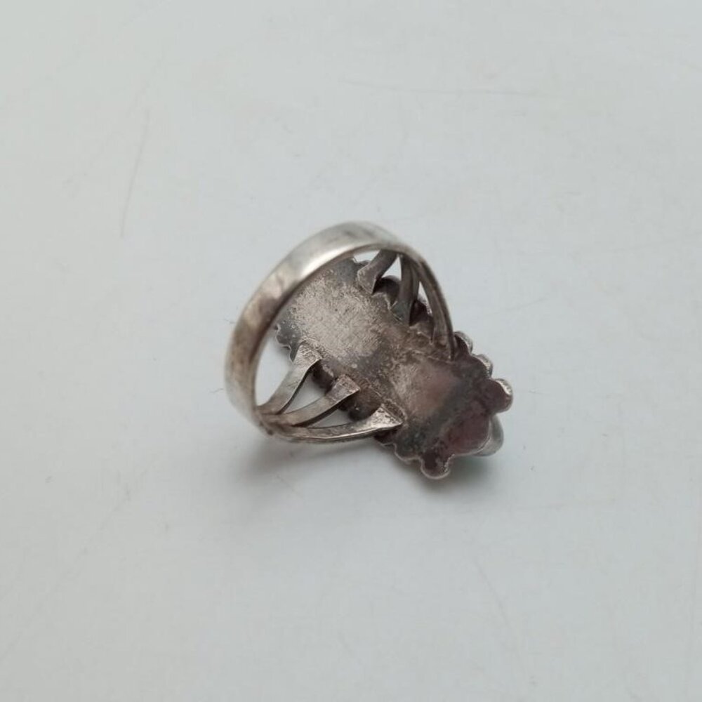 Handmade Sterling Silver and Oval Turquoise Native American Ring Size 5.5 - Picture 9 of 10
